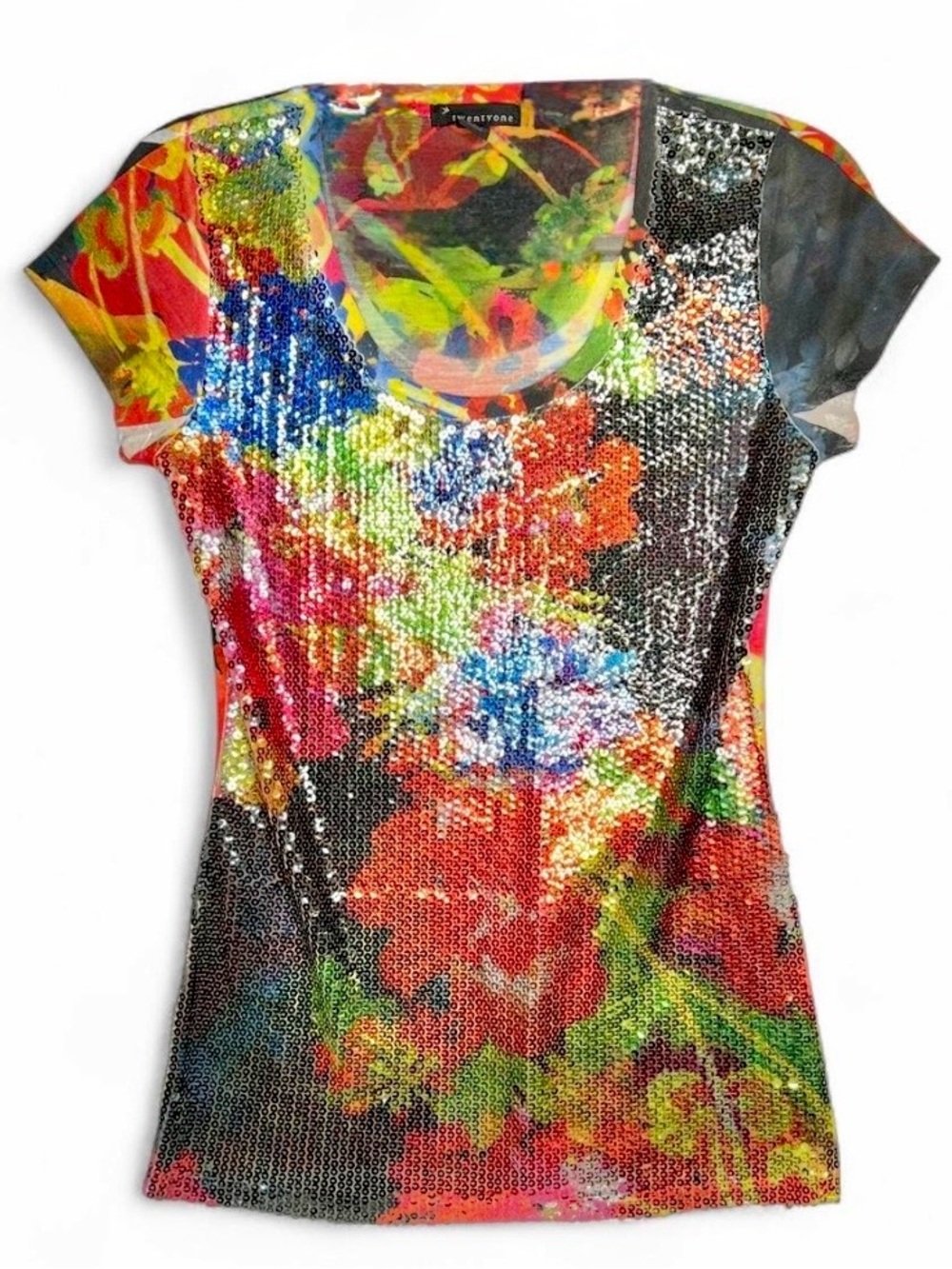 Twenty one multicolor Floral Short Sleeve Top fits smalk size large